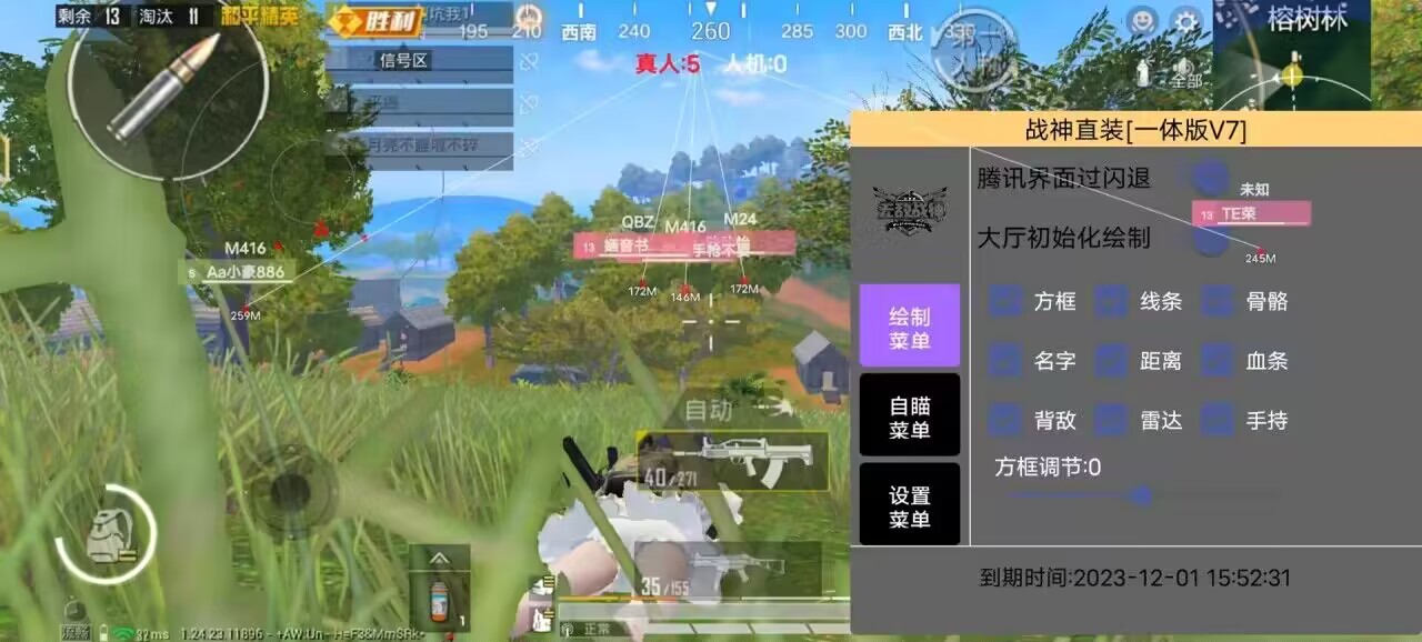和平精英辅助【ACE闪电容器直装】人物透视 射线方框 锁死自瞄 子弹追踪 物资显示 雷达预警 人物绘制 手持武器